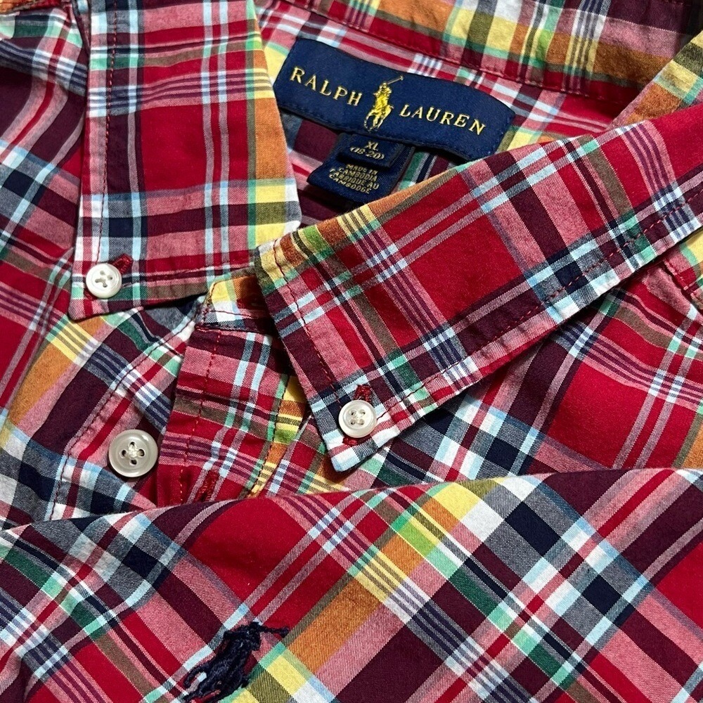 Ralph Lauren Blue Label Boys Red Plaid Shirt XL (18-20) - Picture 2 of 5